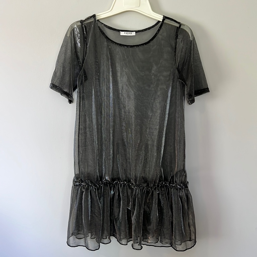 Metallic Mesh Shirt/Short Dress
